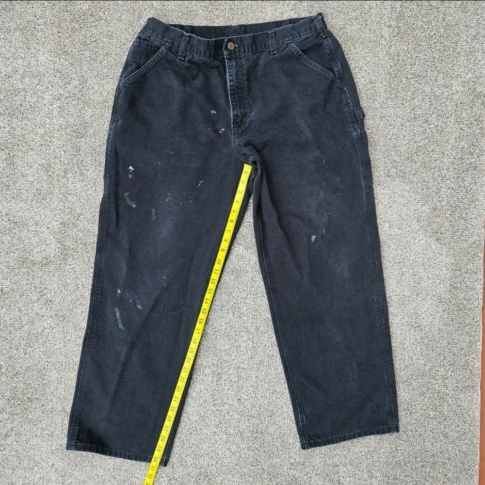 Vintage Carhartt Cargo Pants Black Dungaree Fit Distressed B11 BLK Mens 38x32